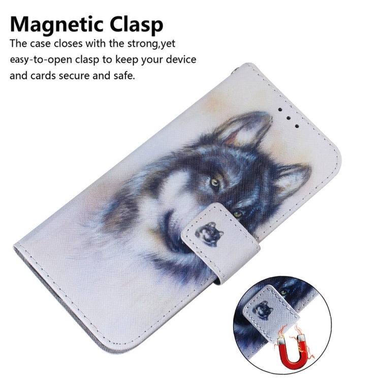 For Samsung Galaxy S25 Ultra 5G Coloured Drawing Flip Leather Phone Case(White Wolf) by buy2fix