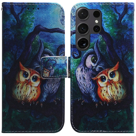 For Samsung Galaxy S25 Ultra 5G Coloured Drawing Flip Leather Phone Case(Oil Painting Owl) by buy2fix