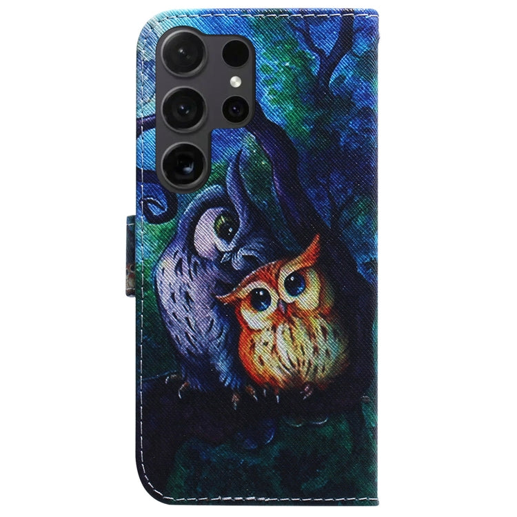 For Samsung Galaxy S25 Ultra 5G Coloured Drawing Flip Leather Phone Case(Oil Painting Owl) by buy2fix