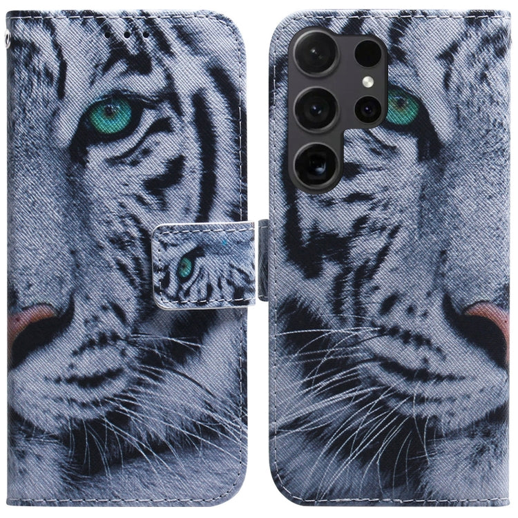 For Samsung Galaxy S25 Ultra 5G Coloured Drawing Flip Leather Phone Case(Tiger) by buy2fix