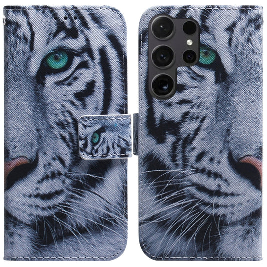 For Samsung Galaxy S25 Ultra 5G Coloured Drawing Flip Leather Phone Case(Tiger) by buy2fix