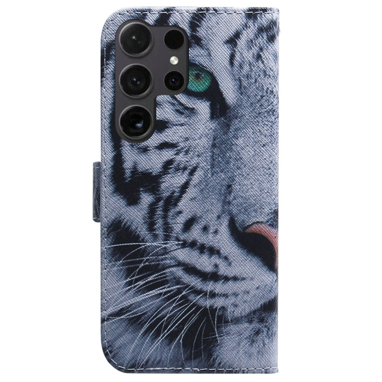For Samsung Galaxy S25 Ultra 5G Coloured Drawing Flip Leather Phone Case(Tiger) by buy2fix