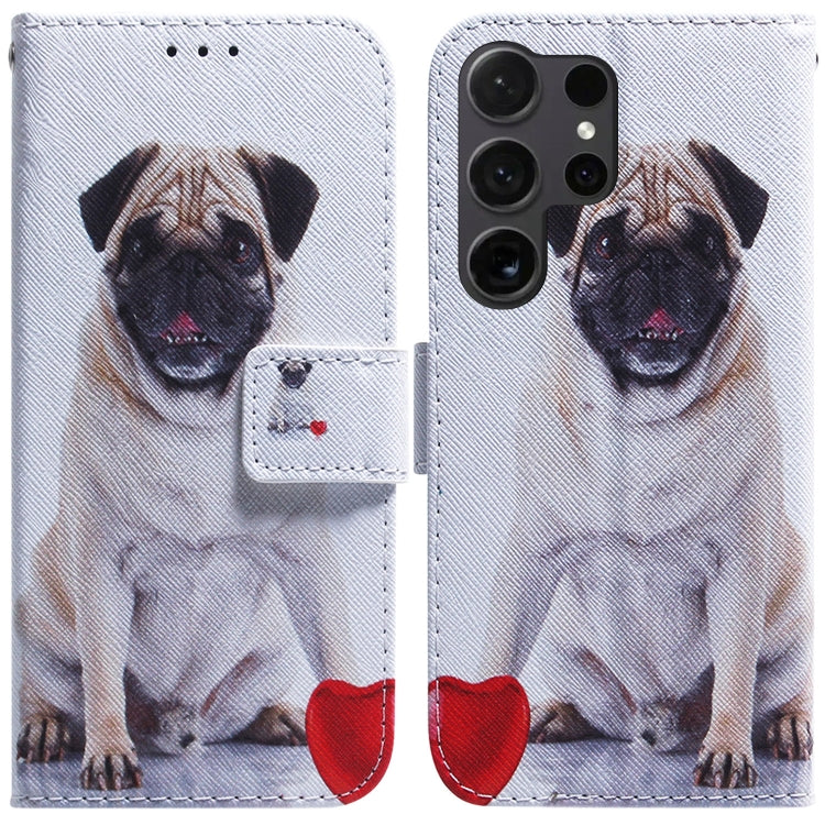 For Samsung Galaxy S25 Ultra 5G Coloured Drawing Flip Leather Phone Case(Pug) by buy2fix