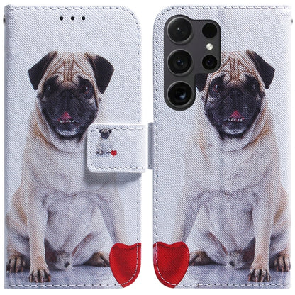 For Samsung Galaxy S25 Ultra 5G Coloured Drawing Flip Leather Phone Case(Pug) by buy2fix