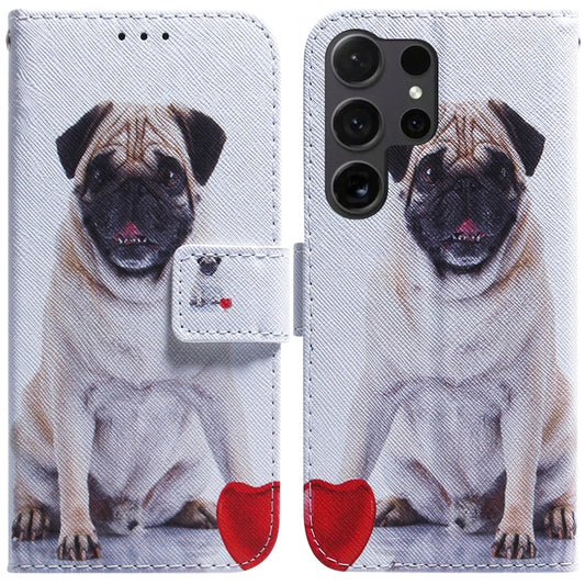 For Samsung Galaxy S25 Ultra 5G Coloured Drawing Flip Leather Phone Case(Pug) by buy2fix