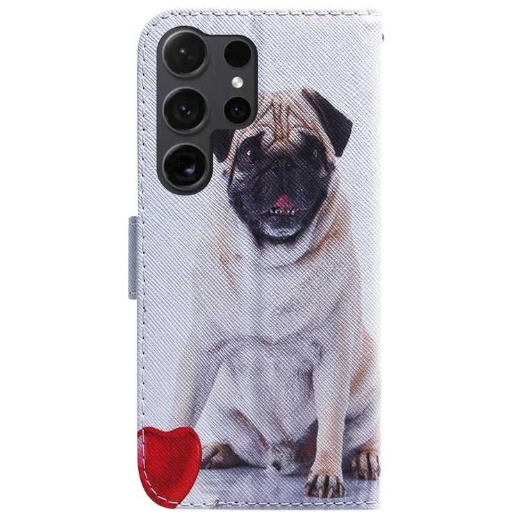 For Samsung Galaxy S25 Ultra 5G Coloured Drawing Flip Leather Phone Case(Pug) by buy2fix
