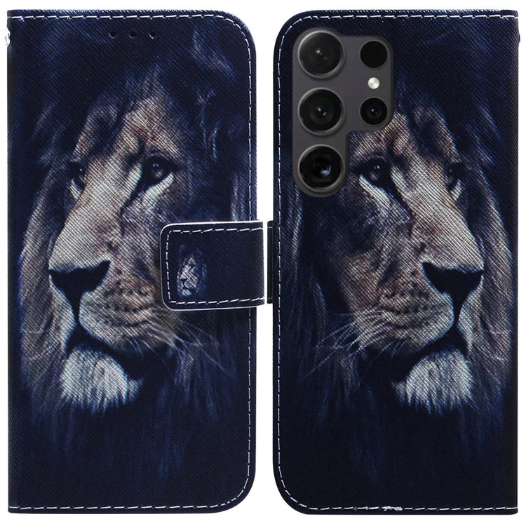 For Samsung Galaxy S25 Ultra 5G Coloured Drawing Flip Leather Phone Case(Lion) by buy2fix