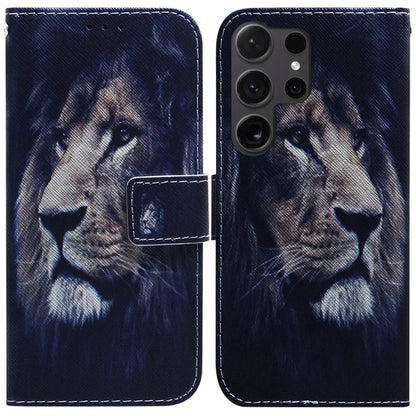 For Samsung Galaxy S25 Ultra 5G Coloured Drawing Flip Leather Phone Case(Lion) by buy2fix