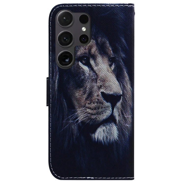 For Samsung Galaxy S25 Ultra 5G Coloured Drawing Flip Leather Phone Case(Lion) by buy2fix