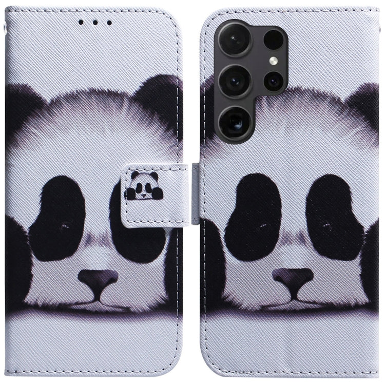 For Samsung Galaxy S25 Ultra 5G Coloured Drawing Flip Leather Phone Case(Panda) by buy2fix