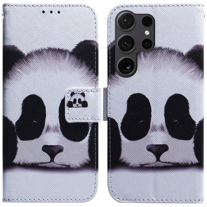 For Samsung Galaxy S25 Ultra 5G Coloured Drawing Flip Leather Phone Case(Panda) by buy2fix