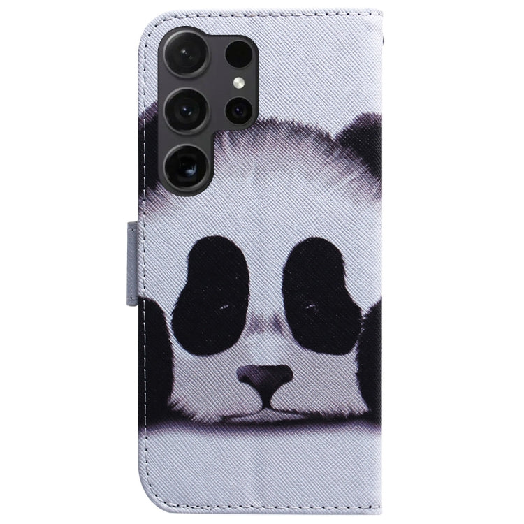 For Samsung Galaxy S25 Ultra 5G Coloured Drawing Flip Leather Phone Case(Panda) by buy2fix