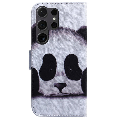 For Samsung Galaxy S25 Ultra 5G Coloured Drawing Flip Leather Phone Case(Panda) by buy2fix