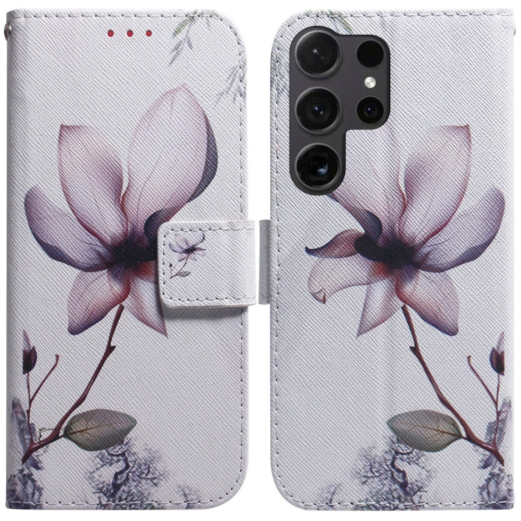 For Samsung Galaxy S25 Ultra 5G Coloured Drawing Flip Leather Phone Case(Magnolia) by buy2fix
