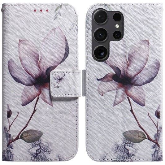 For Samsung Galaxy S25 Ultra 5G Coloured Drawing Flip Leather Phone Case(Magnolia) by buy2fix