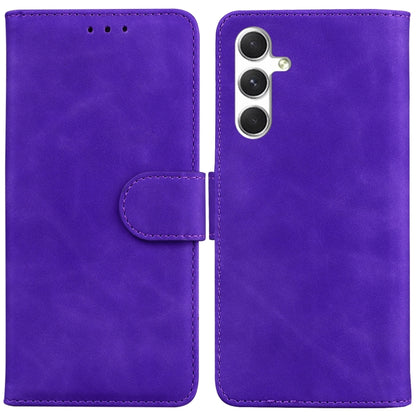 For Samsung Galaxy S25 5G Skin Feel Pure Color Flip Leather Phone Case(Purple) by buy2fix