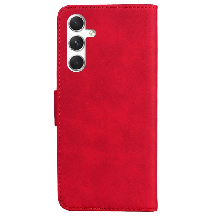 For Samsung Galaxy S25 5G Skin Feel Pure Color Flip Leather Phone Case(Red) by buy2fix