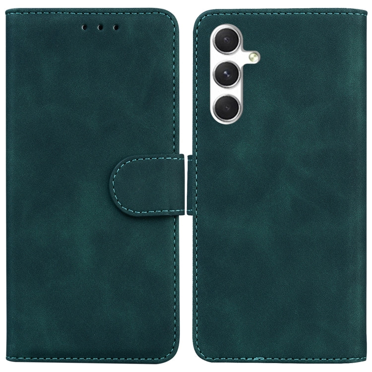 For Samsung Galaxy S25 5G Skin Feel Pure Color Flip Leather Phone Case(Green) by buy2fix