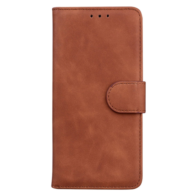 For Samsung Galaxy S25 5G Skin Feel Pure Color Flip Leather Phone Case(Brown) by buy2fix