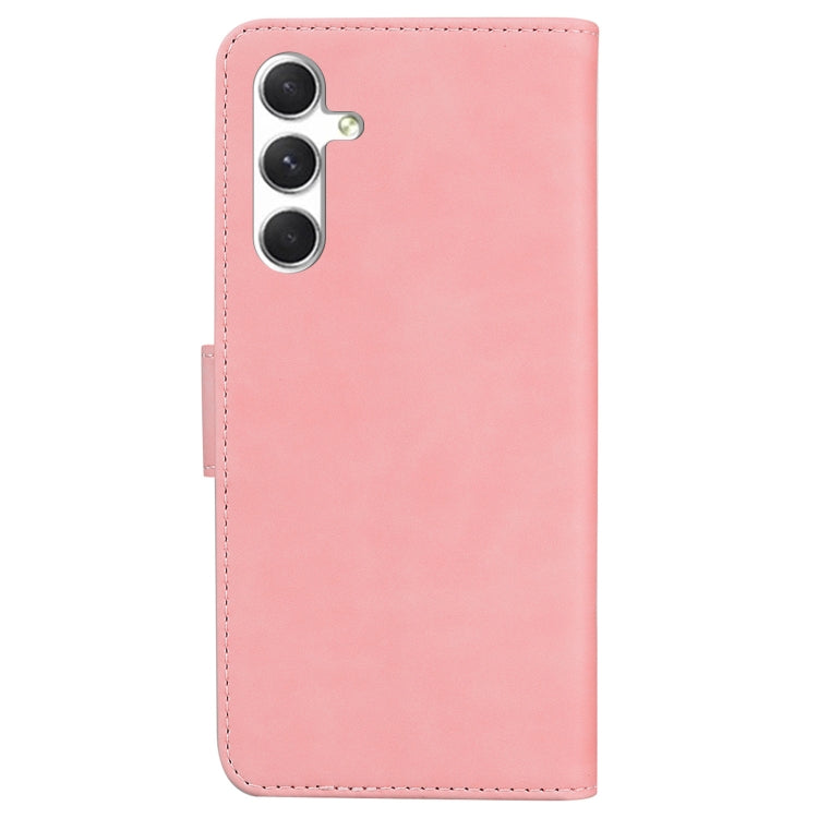 For Samsung Galaxy S25+ 5G Skin Feel Pure Color Flip Leather Phone Case(Pink) by buy2fix