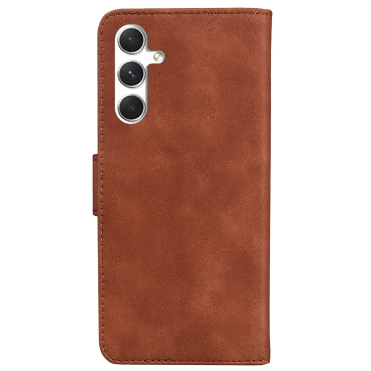 For Samsung Galaxy S25+ 5G Skin Feel Pure Color Flip Leather Phone Case(Brown) by buy2fix