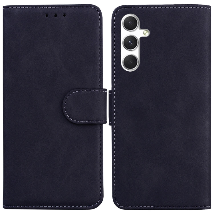 For Samsung Galaxy S25+ 5G Skin Feel Pure Color Flip Leather Phone Case(Black) by buy2fix