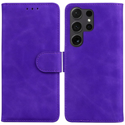 For Samsung Galaxy S25 Ultra 5G Skin Feel Pure Color Flip Leather Phone Case(Purple) by buy2fix