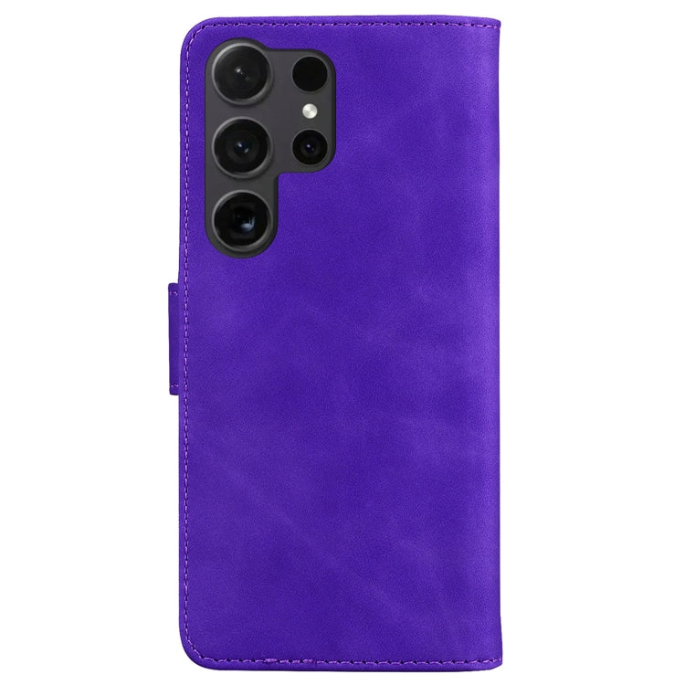 For Samsung Galaxy S25 Ultra 5G Skin Feel Pure Color Flip Leather Phone Case(Purple) by buy2fix