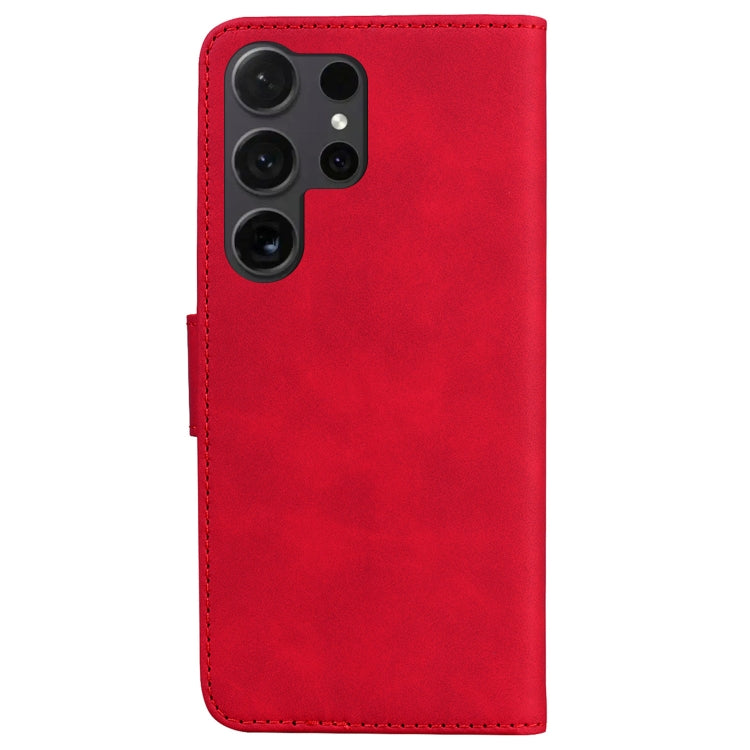 For Samsung Galaxy S25 Ultra 5G Skin Feel Pure Color Flip Leather Phone Case(Red) by buy2fix