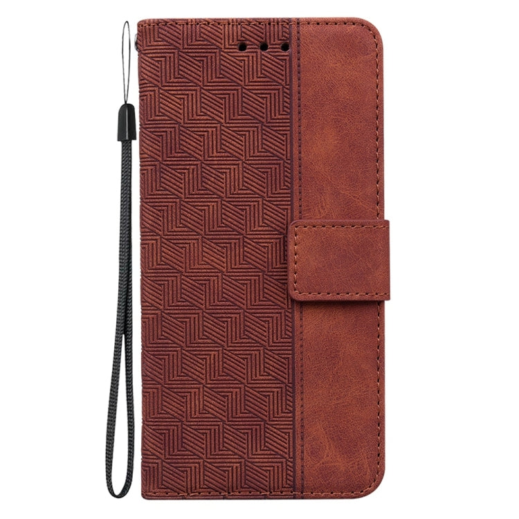 For Samsung Galaxy S25 5G Geometric Embossed Leather Phone Case(Brown) by buy2fix