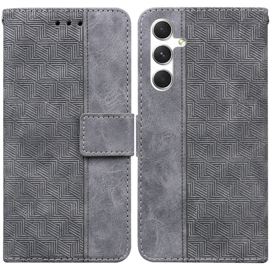 For Samsung Galaxy S25 5G Geometric Embossed Leather Phone Case(Grey) by buy2fix