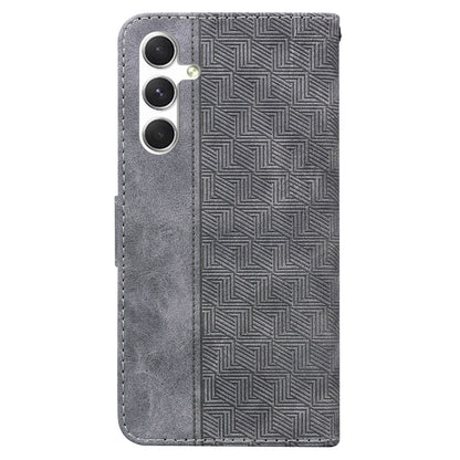 For Samsung Galaxy S25 5G Geometric Embossed Leather Phone Case(Grey) by buy2fix