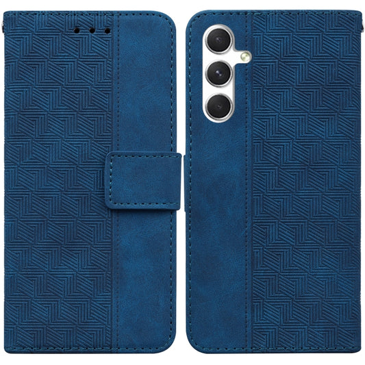 For Samsung Galaxy S25 5G Geometric Embossed Leather Phone Case(Blue) by buy2fix