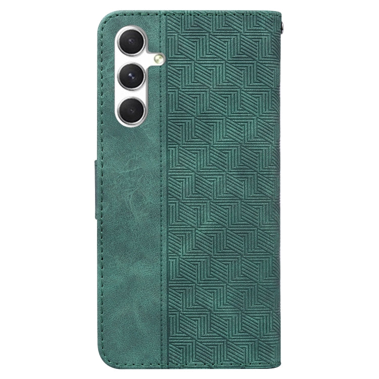 For Samsung Galaxy S25 5G Geometric Embossed Leather Phone Case(Green) by buy2fix
