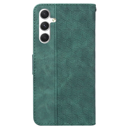 For Samsung Galaxy S25 5G Geometric Embossed Leather Phone Case(Green) by buy2fix