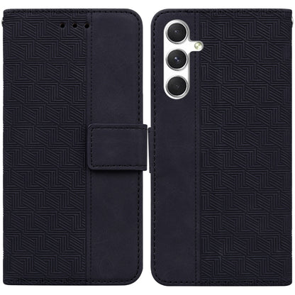 For Samsung Galaxy S25 5G Geometric Embossed Leather Phone Case(Black) by buy2fix