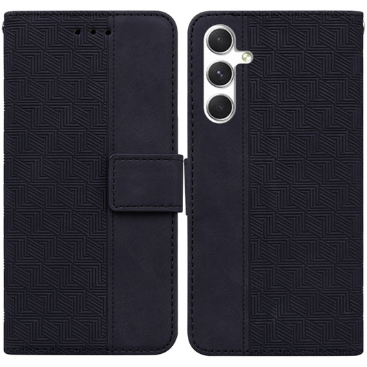 For Samsung Galaxy S25 5G Geometric Embossed Leather Phone Case(Black) by buy2fix