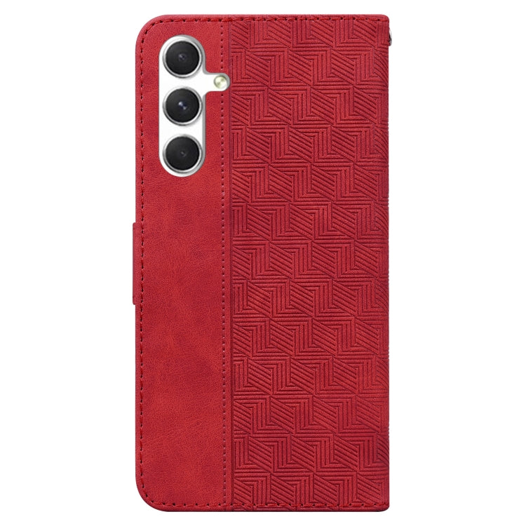 For Samsung Galaxy S25 5G Geometric Embossed Leather Phone Case(Red) by buy2fix
