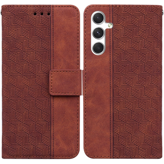For Samsung Galaxy S25+ 5G Geometric Embossed Leather Phone Case(Brown) by buy2fix