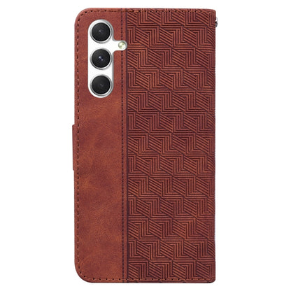 For Samsung Galaxy S25+ 5G Geometric Embossed Leather Phone Case(Brown) by buy2fix