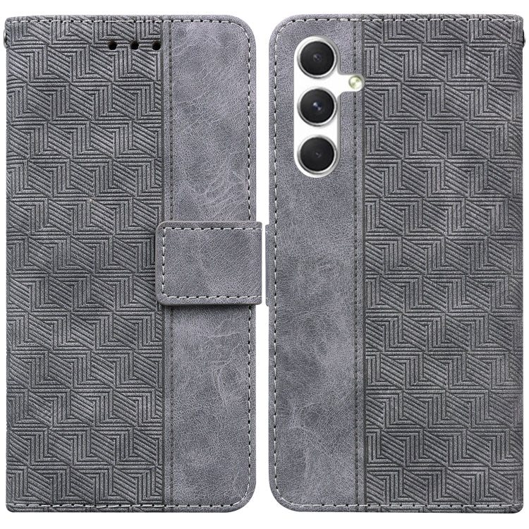 For Samsung Galaxy S25+ 5G Geometric Embossed Leather Phone Case(Grey) by buy2fix