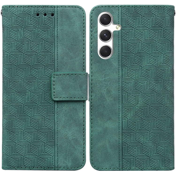 For Samsung Galaxy S25+ 5G Geometric Embossed Leather Phone Case(Green) by buy2fix