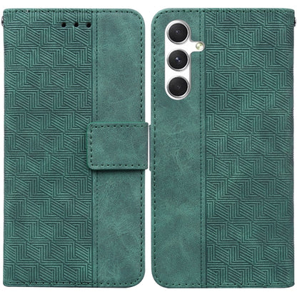For Samsung Galaxy S25+ 5G Geometric Embossed Leather Phone Case(Green) by buy2fix