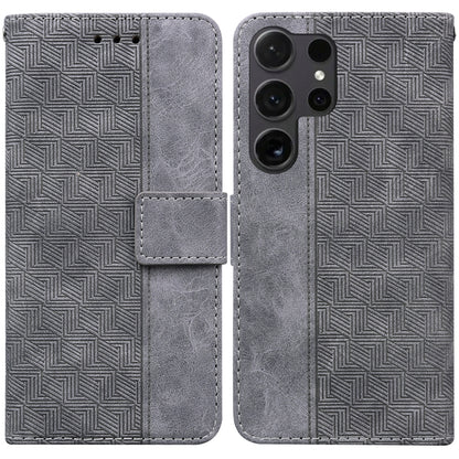 For Samsung Galaxy S25 Ultra 5G Geometric Embossed Leather Phone Case(Grey) by buy2fix