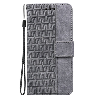 For Samsung Galaxy S25 Ultra 5G Geometric Embossed Leather Phone Case(Grey) by buy2fix
