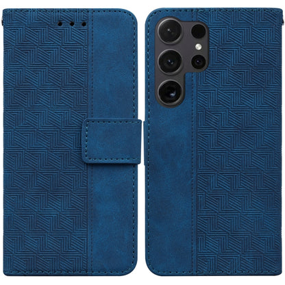 For Samsung Galaxy S25 Ultra 5G Geometric Embossed Leather Phone Case(Blue) by buy2fix