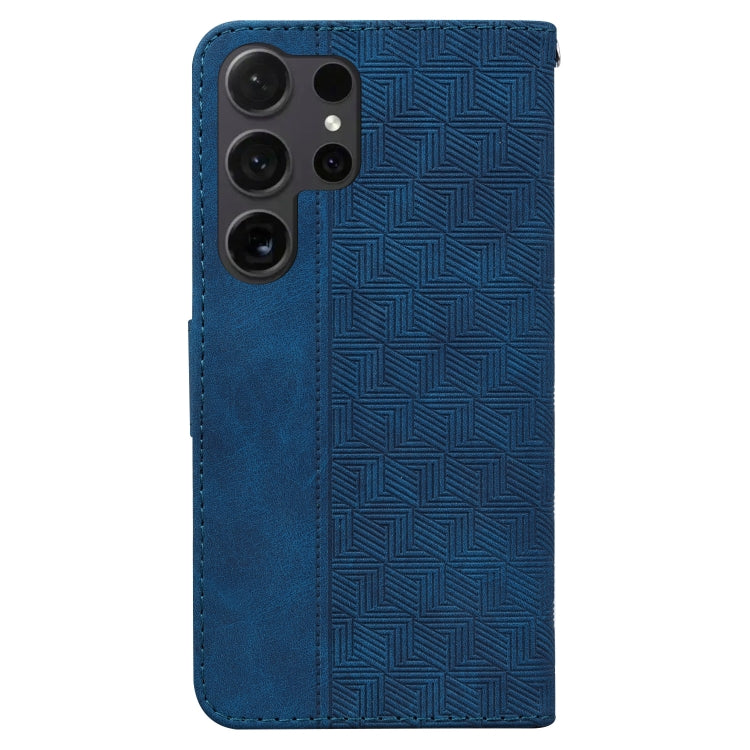 For Samsung Galaxy S25 Ultra 5G Geometric Embossed Leather Phone Case(Blue) by buy2fix