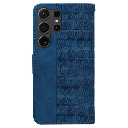 For Samsung Galaxy S25 Ultra 5G Geometric Embossed Leather Phone Case(Blue) by buy2fix