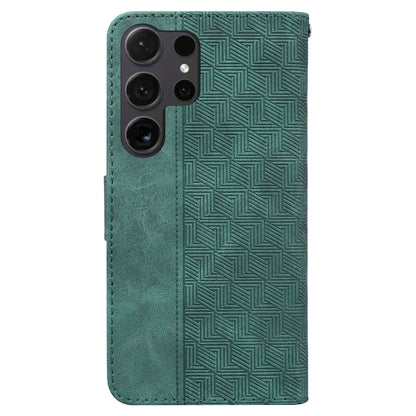 For Samsung Galaxy S25 Ultra 5G Geometric Embossed Leather Phone Case(Green) by buy2fix
