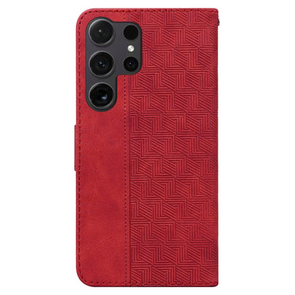 For Samsung Galaxy S25 Ultra 5G Geometric Embossed Leather Phone Case(Red) by buy2fix